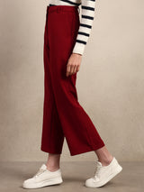 Women's Maroon Casual Solid Straight Pant