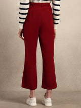 Women's Maroon Casual Solid Straight Pant