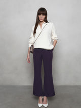 Women's Purple Casual Solid Straight Pant