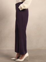 Women's Purple Casual Solid Straight Pant