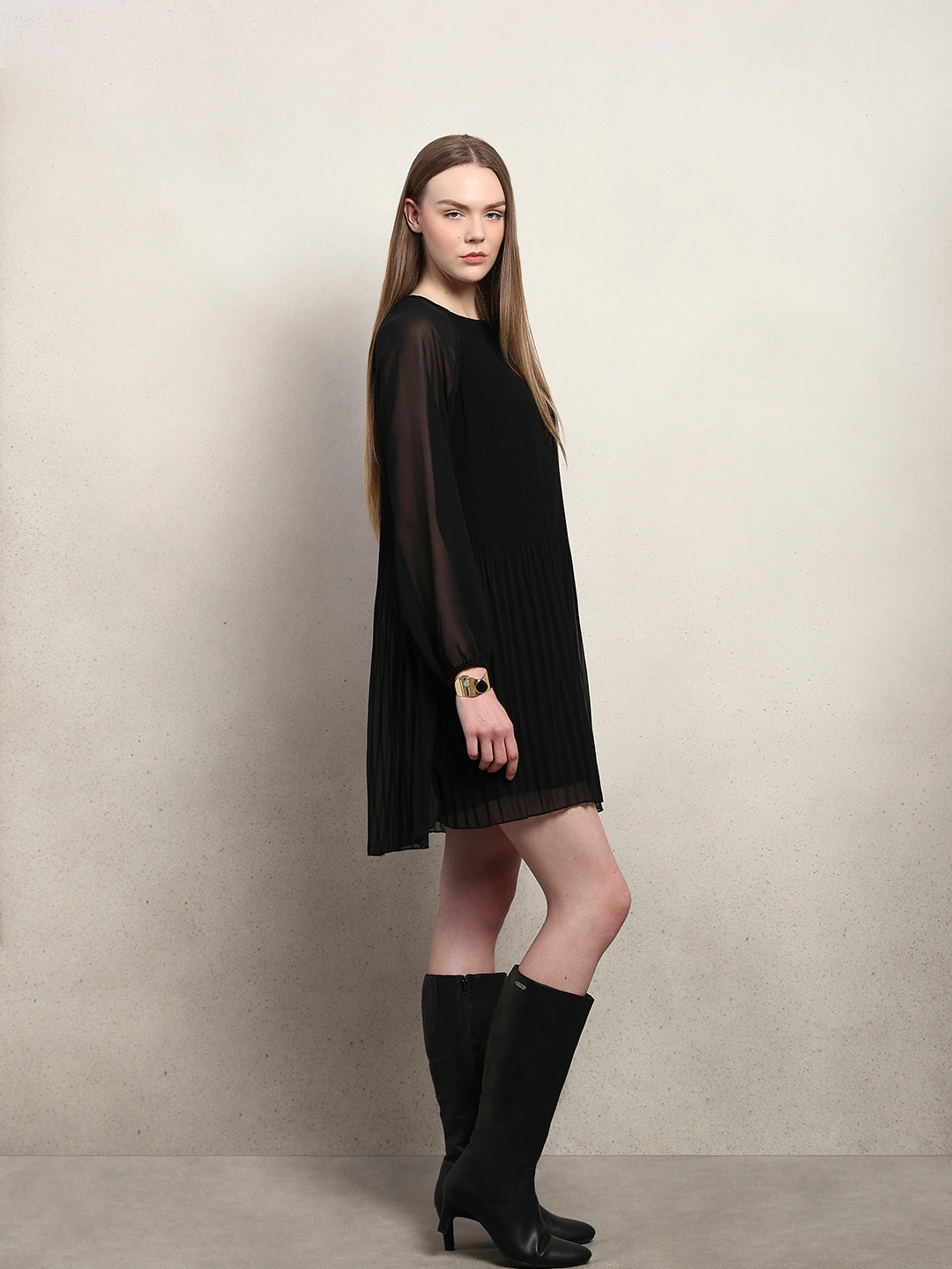 Women's Black Party Solid A-Line Dress