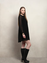 Women's Black Party Solid A-Line Dress