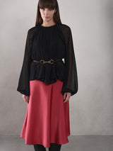 Women's Black Casual Solid Full Sleeves Top