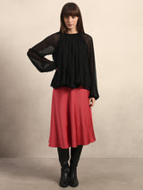 Women's Black Casual Solid Full Sleeves Top