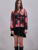 Women's Red Casual Printed Full Sleeves Top