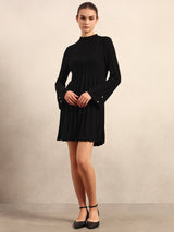 Women's Black Casual Solid Straight Bodycon Dress