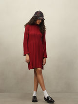 Women's Maroon Casual Solid Straight Bodycon Dress