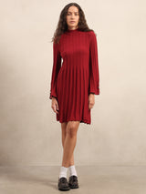 Women's Maroon Casual Solid Straight Bodycon Dress