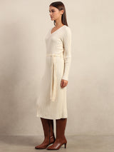 Women's Off White Casual Solid Straight Bodycon Dress