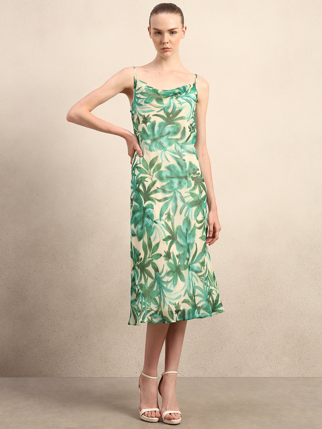 Women's Green Party Printed Bodycon Dress