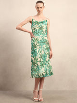 Women's Green Party Printed Bodycon Dress