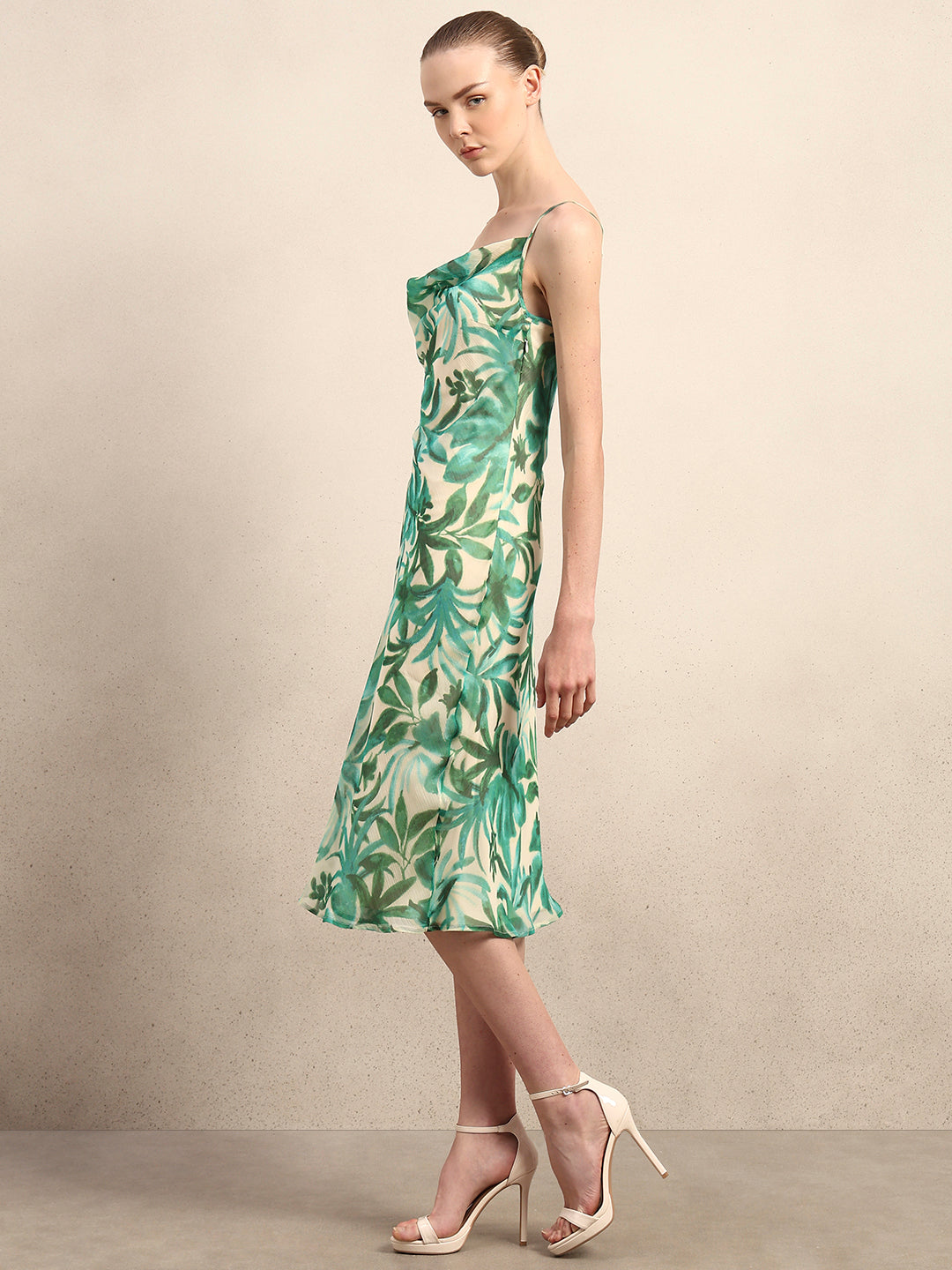 Women's Green Party Printed Bodycon Dress