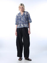 Women's Blue Casual Printed Half Sleeves Shirt