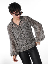 Women's Black Casual Printed Full Sleeves Shirt