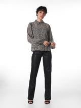 Women's Black Casual Printed Full Sleeves Shirt