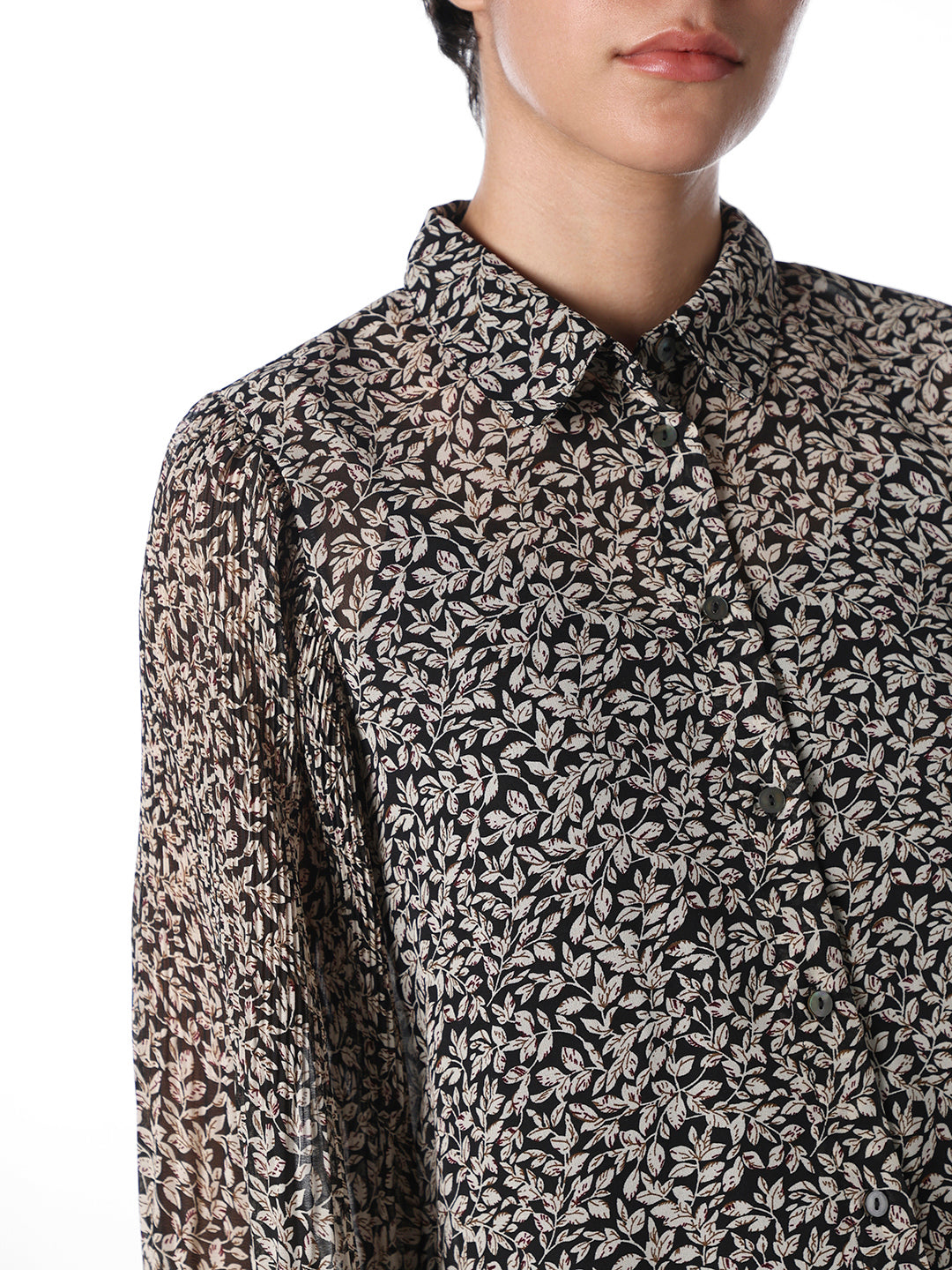 Women's Black Casual Printed Full Sleeves Shirt