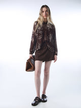 Women's Brown Casual Self-Design Full Sleeves Shirt