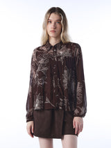 Women's Brown Casual Self-Design Full Sleeves Shirt