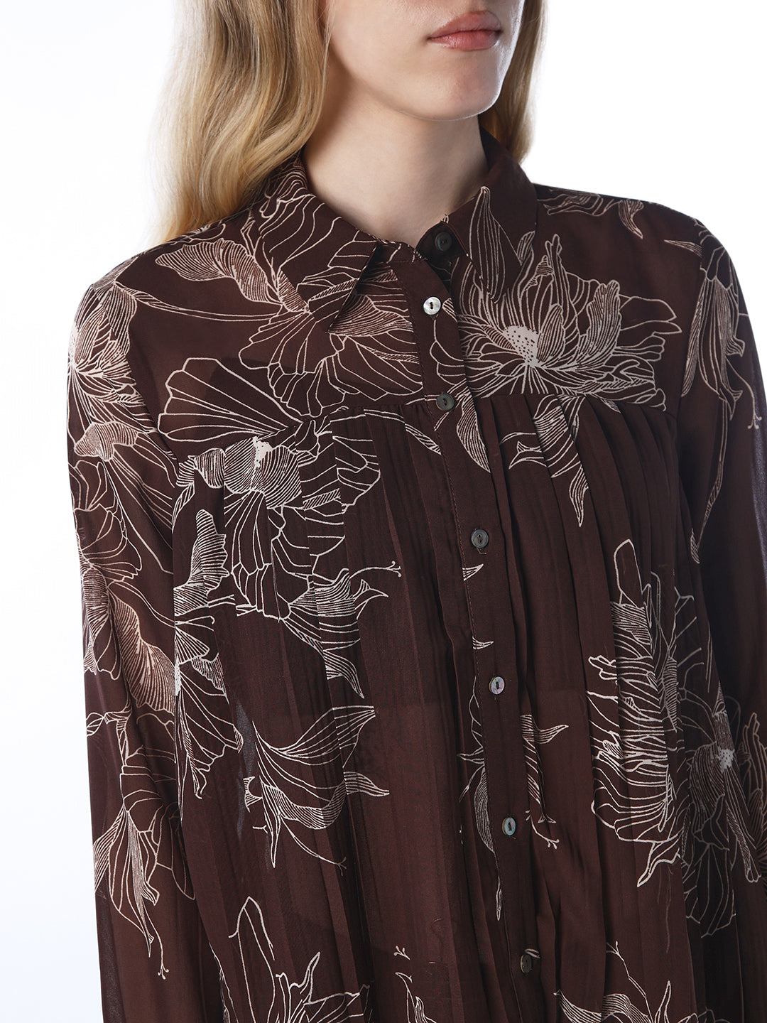 Women's Brown Casual Self-Design Full Sleeves Shirt