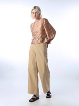 Women's Brown Casual Printed Full Sleeves Top