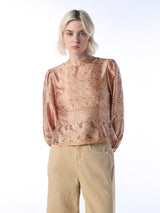 Women's Brown Casual Printed Full Sleeves Top