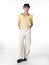 Women's Yellow Casual Solid Half Sleeves Top