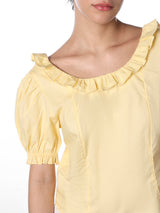 Women's Yellow Casual Solid Half Sleeves Top