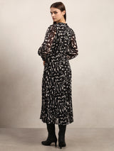 Women's Black Casual Printed A-Line Dress