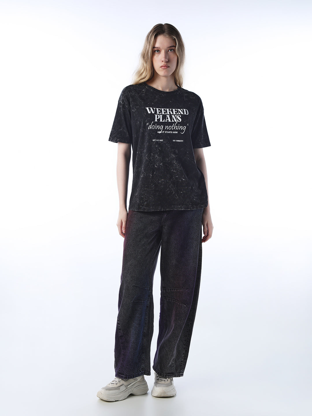 Women's Black Casual Printed Half Sleeves Tshirt