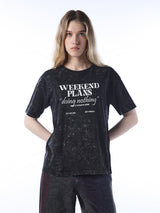 Women's Black Casual Printed Half Sleeves Tshirt