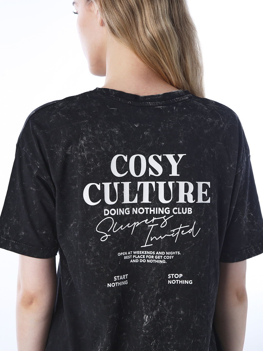 Women's Black Casual Printed Half Sleeves Tshirt