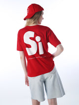 Women's Red Casual Printed Half Sleeves Tshirt