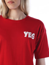 Women's Red Casual Printed Half Sleeves Tshirt