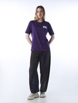 Women's Purple Casual Printed Half Sleeves Tshirt