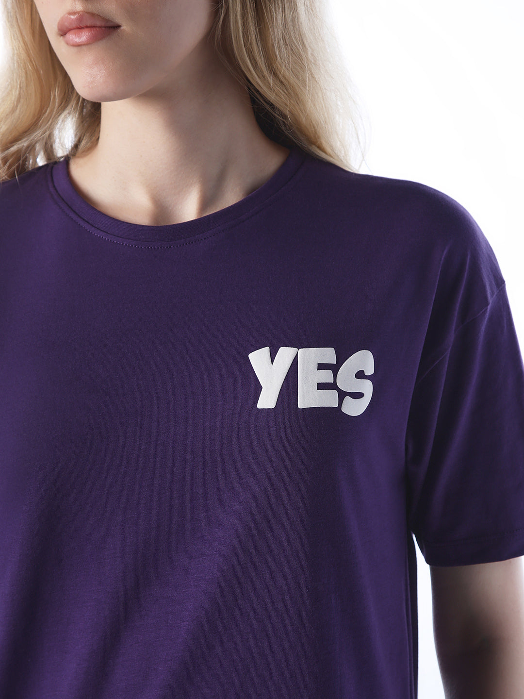 Women's Purple Casual Printed Half Sleeves Tshirt