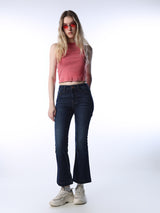 Women's Blue Casual Mid Rise Flared Fit Jeans