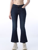 Women's Blue Casual Mid Rise Flared Fit Jeans