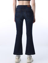 Women's Blue Casual Mid Rise Flared Fit Jeans