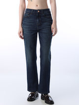Women's Blue Casual Mid Rise Straight Fit Jeans