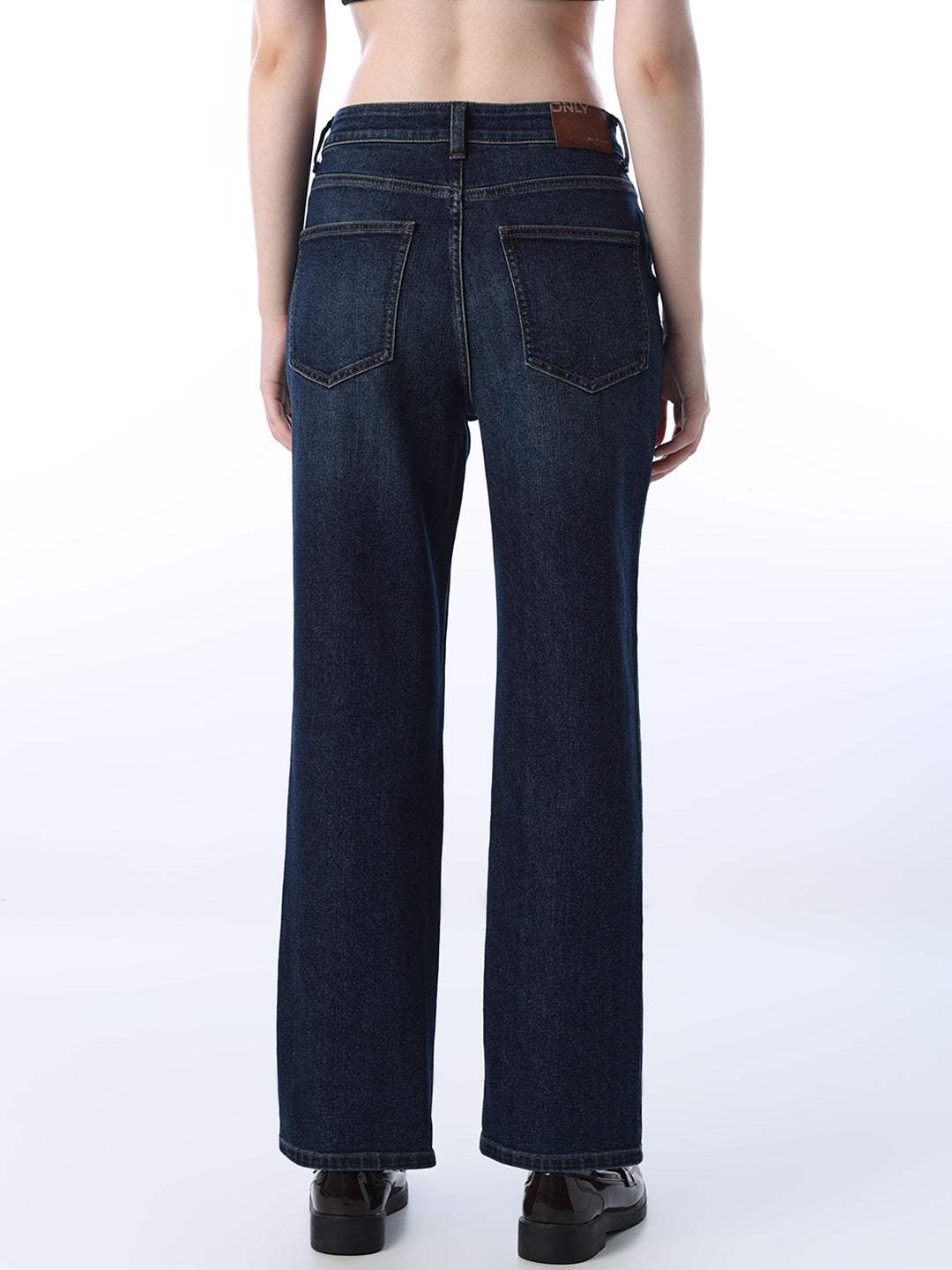 Women's Blue Casual Mid Rise Straight Fit Jeans