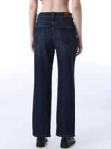 Women's Blue Casual Mid Rise Straight Fit Jeans