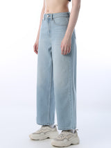 Women's Blue Casual Solid High Rise Wide Leg Jeans
