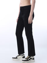 Women's Black Casual Solid Mid Rise Flared Fit Jeans