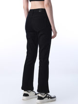 Women's Black Casual Solid Mid Rise Flared Fit Jeans