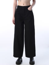 Women's Black Casual Solid High Rise Wide Leg Jeans