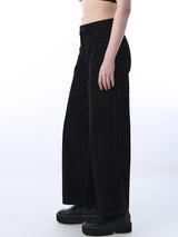 Women's Black Casual Solid High Rise Wide Leg Jeans