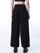 Women's Black Casual Solid High Rise Wide Leg Jeans
