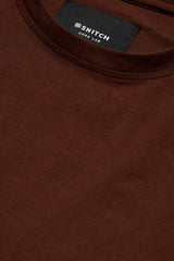 Men's Brown Casual Slim Fit Solid Half Sleeves Tshirt