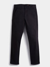 Boys Black Casual Solid Cotton Trouser