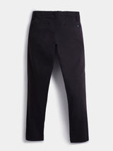 Boys Black Casual Solid Cotton Trouser